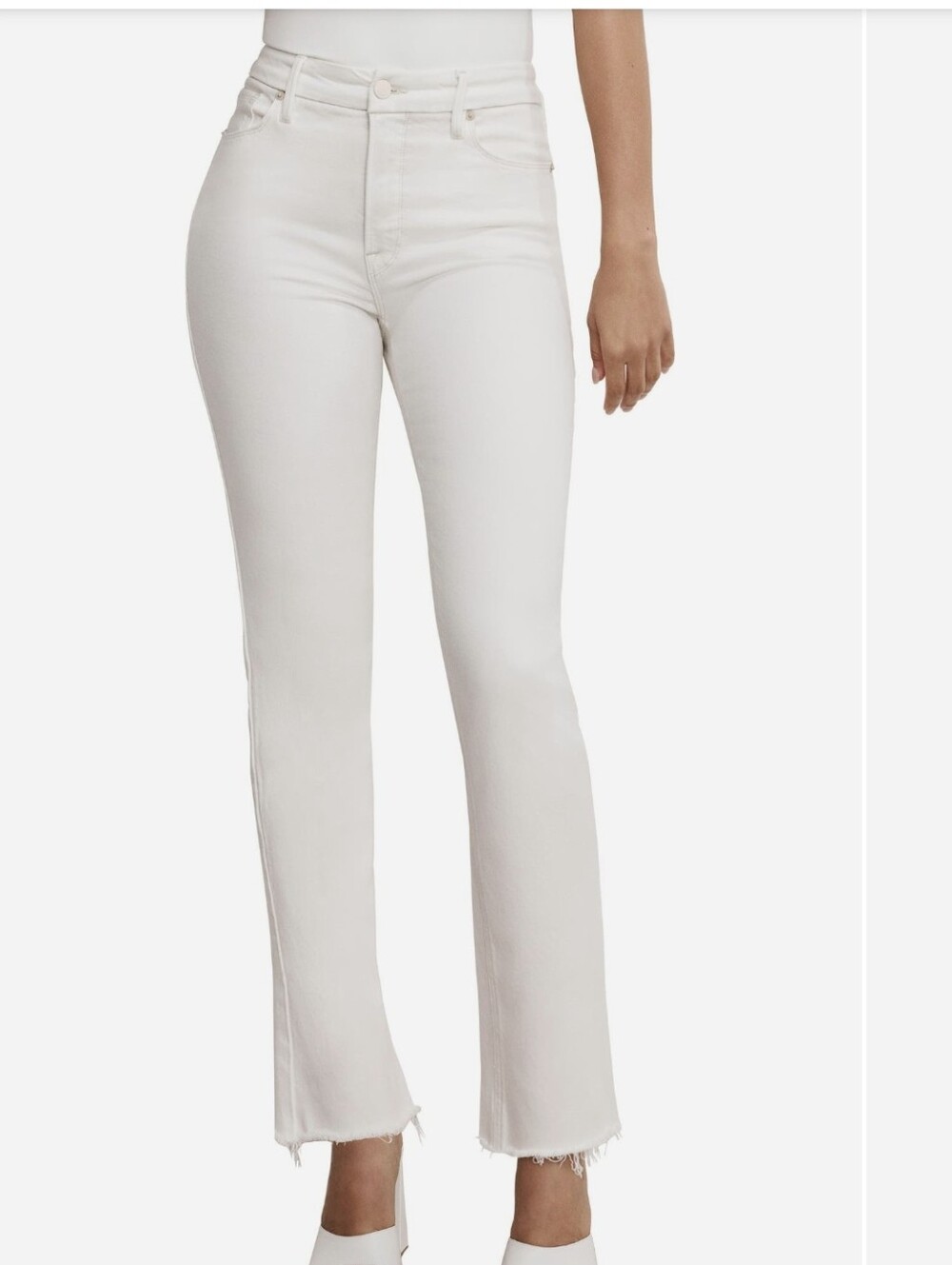 Soft-Tech Good Icon Frayed High Waist Straight Leg Jeans